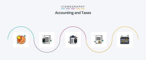 belastingen lijn gevulde vlak 5 icoon pak inclusief belasting. financiën. percentage. document. plichten vector