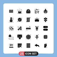 modern reeks van 25 solide glyphs en symbolen zo net zo kantoor werkloos koppel Speel Tetris bewerkbare vector ontwerp elementen