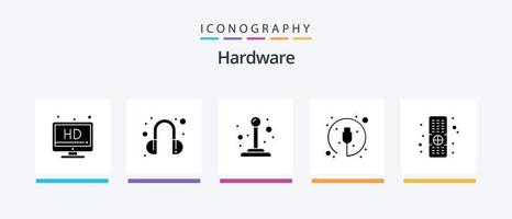 hardware glyph 5 icoon pak inclusief . TV. schakelaar. op afstand. kabel. creatief pictogrammen ontwerp vector