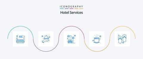 hotel Diensten blauw 5 icoon pak inclusief spa. drankje. bank. thee. koffie vector