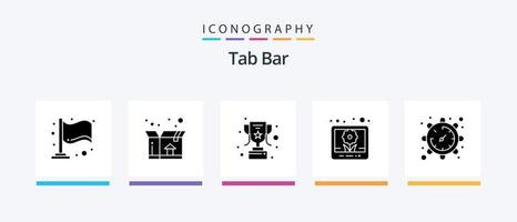 tab bar glyph 5 icoon pak inclusief . horloge. trofee. tijd. versnelling. creatief pictogrammen ontwerp vector