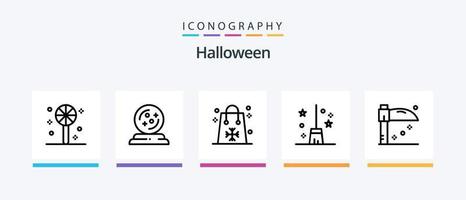 halloween lijn 5 icoon pak inclusief maan. halloween. halloween. spookachtige. verschrikking. creatief pictogrammen ontwerp vector