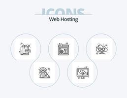 web hosting lijn icoon pak 5 icoon ontwerp. . wolk. server. browser. paneel vector