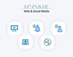 web en sociaal media blauw icoon pak 5 icoon ontwerp. . video. scherm. Speel. klok vector