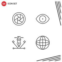 lijn pak van 4 universeel symbolen van camera accessoires illustratie oog visie automatisering bewerkbare vector ontwerp elementen