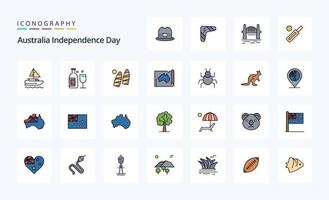 25 Australië onafhankelijkheid dag lijn gevulde stijl icoon pak vector