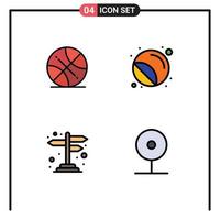 pictogram reeks van 4 gemakkelijk gevulde lijn vlak kleuren van backetball richting Verenigde Staten van Amerika printer teken bewerkbare vector ontwerp elementen