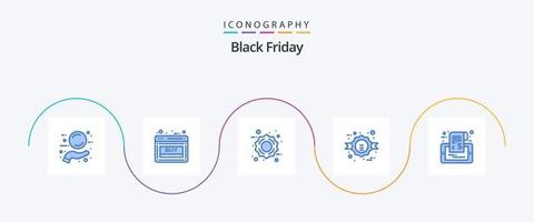 zwart vrijdag blauw 5 icoon pak inclusief mobiel. uitverkoop. web. korting. zwart vrijdag vector