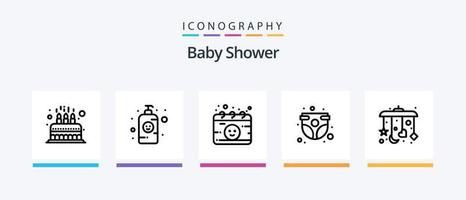 baby douche lijn 5 icoon pak inclusief slaap. baby. bal. kind. schattig. creatief pictogrammen ontwerp vector