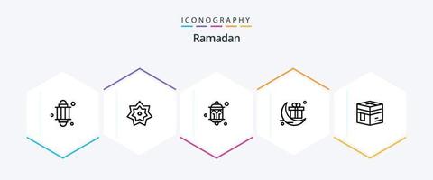 Ramadan 25 lijn icoon pak inclusief . lantaarn . kareem . festival . viering vector