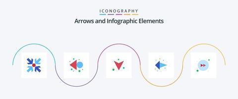 pijl vlak 5 icoon pak inclusief . Rechtsaf. vol. naar voren. links pijl vector