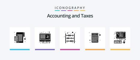 belastingen glyph 5 icoon pak inclusief wiskunde. rekenmachine. laptop. betaling. financiën. creatief pictogrammen ontwerp vector