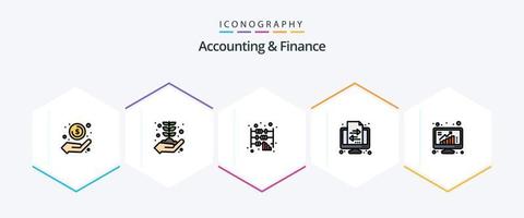 accounting en financiën 25 gevulde lijn icoon pak inclusief groeien. transactie. groei. financiën. kantoor vector