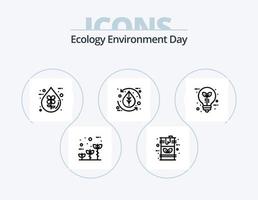 ecologie lijn icoon pak 5 icoon ontwerp. groen blad. eco groente. blad. licht. elektriciteit vector