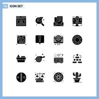 groep van 16 solide glyphs tekens en symbolen voor badkamer schaal lcd zoeken plaats kaart bewerkbare vector ontwerp elementen