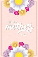 gelukkige moederdagkaart met bloemendecoratie vector