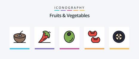fruit en groenten lijn gevulde 5 icoon pak inclusief voedsel. vruchten. gezond. fruit. bosbes. creatief pictogrammen ontwerp vector