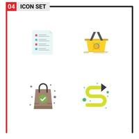 mobiel koppel vlak icoon reeks van 4 pictogrammen van checklist mand lijst testen hand- zak bewerkbare vector ontwerp elementen
