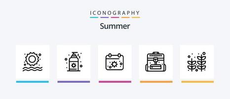 zomer lijn 5 icoon pak inclusief strand. BES. palm. ijs. ijshoorntje. creatief pictogrammen ontwerp vector