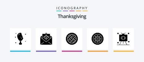 dankzegging glyph 5 icoon pak inclusief keuken. diner. dankzegging. taart. taart. creatief pictogrammen ontwerp vector