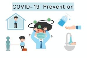 preventie coronavirus covid-19 infographic met kopie ruimte vector