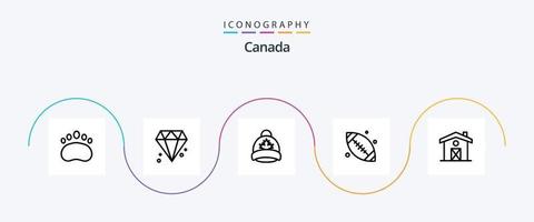 Canada lijn 5 icoon pak inclusief huis. Canada bal. hoed. baseren bal. Canada vector