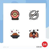 voorraad vector icoon pak van 4 lijn tekens en symbolen voor camera kanji brand Nee rook longen bewerkbare vector ontwerp elementen
