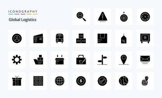 25 globaal logistiek solide glyph icoon pak vector