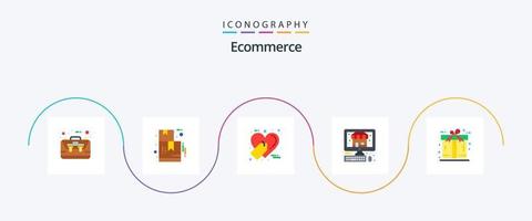 ecommerce vlak 5 icoon pak inclusief geschenk. e-commerce. e-commerce. winkel. ecommerce vector