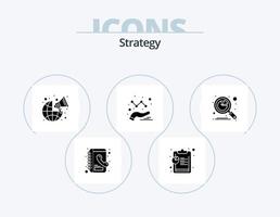strategie glyph icoon pak 5 icoon ontwerp. zoeken. gegevens. marketing. analyses. diagram vector