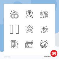 reeks van 9 modern ui pictogrammen symbolen tekens voor besnoeiing sauna muziek- zorg pauze bewerkbare vector ontwerp elementen