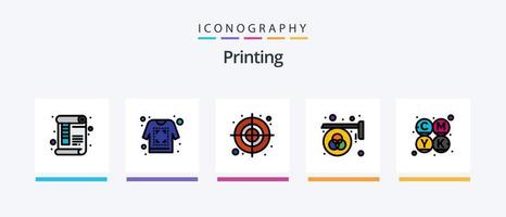 het drukken lijn gevulde 5 icoon pak inclusief afdrukken. folder. afdrukken. brochure. afdrukken. creatief pictogrammen ontwerp vector