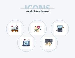 werk van huis lijn gevulde icoon pak 5 icoon ontwerp. video. tijd. brein. schema. gebruiker vector