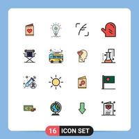 reeks van 16 modern ui pictogrammen symbolen tekens voor stoel handschoen doos voedsel sociaal bewerkbare creatief vector ontwerp elementen