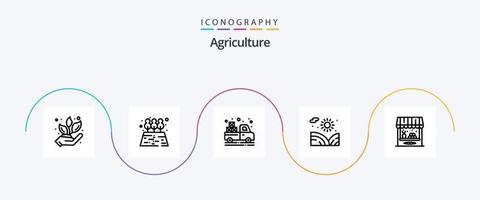 landbouw lijn 5 icoon pak inclusief pakhuis. landbouw. vrachtwagen. water. tuin vector