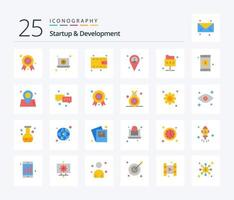 opstarten en ontwikkeling 25 vlak kleur icoon pak inclusief teken. mobiel. contant geld. map. netwerk vector
