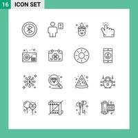 16 creatief pictogrammen modern tekens en symbolen van punt vinger menselijk Klik mardi gras bewerkbare vector ontwerp elementen