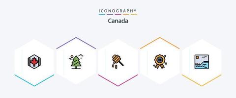 Canada 25 gevulde lijn icoon pak inclusief afbeelding. Canada. Canada. kwaliteit. prijs vector