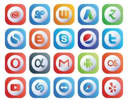 20 sociaal media icoon pak inclusief e-mail app netto blogger opera twitter vector