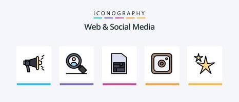 web en sociaal media lijn gevulde 5 icoon pak inclusief . server . internetten. databank . klok. creatief pictogrammen ontwerp vector