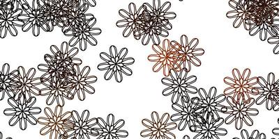 licht oranje vector doodle patroon met bloemen.