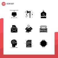 modern reeks van 9 solide glyphs pictogram van hotel thema's over- baan kantoor bewerkbare vector ontwerp elementen