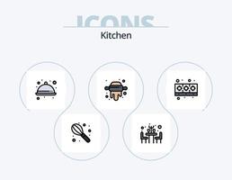 keuken lijn gevulde icoon pak 5 icoon ontwerp. . rollend. keuken. pin. keuken vector