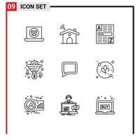 schets pak van 9 universeel symbolen van commentaar geld browser trechter conversie bewerkbare vector ontwerp elementen