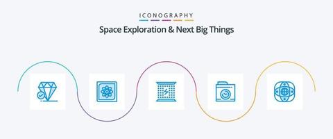 ruimte exploratie en De volgende groot dingen blauw 5 icoon pak inclusief kunstmatig. afbeelding. toekomst. camera. elektromagnetisch vector