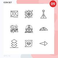 reeks van 9 modern ui pictogrammen symbolen tekens voor op te slaan winkel audio uitverkoop geluid bewerkbare vector ontwerp elementen