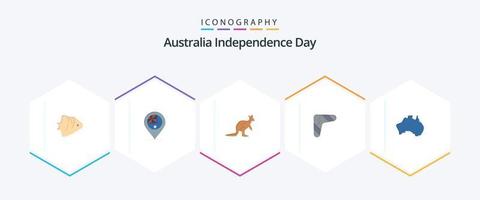 Australië onafhankelijkheid dag 25 vlak icoon pak inclusief Australische. reizen. natie. kangoeroe. Australisch vector