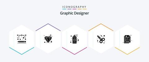 grafisch ontwerper 25 glyph icoon pak inclusief idee. ontwerper. ontwerper. schaar. grafisch ontwerp vector