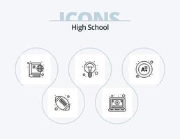 hoog school- lijn icoon pak 5 icoon ontwerp. mollevel. vragenlijst. alarm. vragenlijst. laptop vector