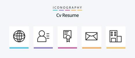 CV hervat lijn 5 icoon pak inclusief . school. onderwijs. leren. onderwijs. creatief pictogrammen ontwerp vector